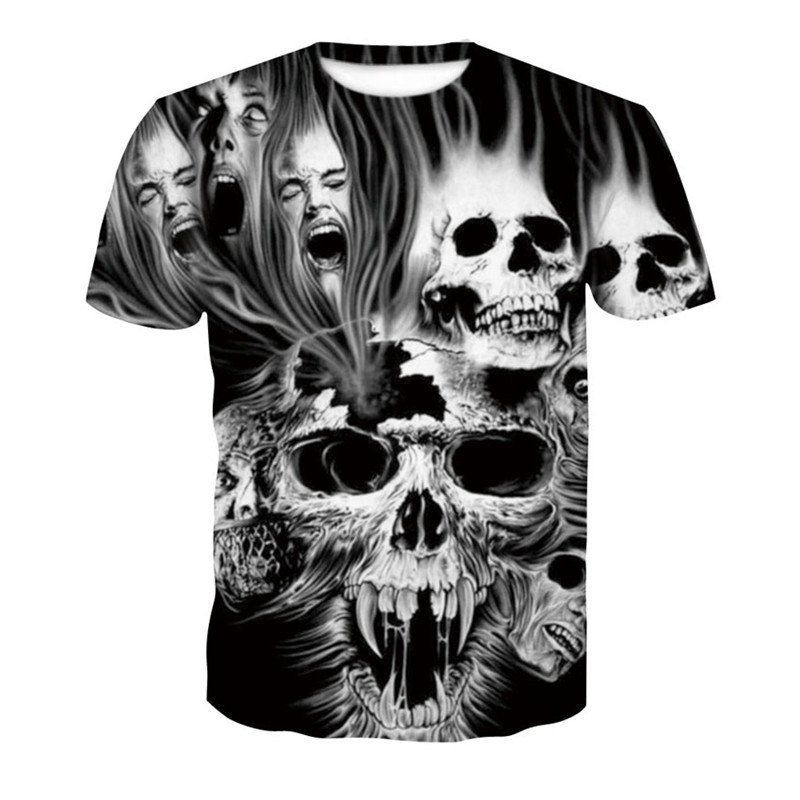 

Black Skeleton 3D Print Men's Casual Short Sleeve Graphic T-shirt