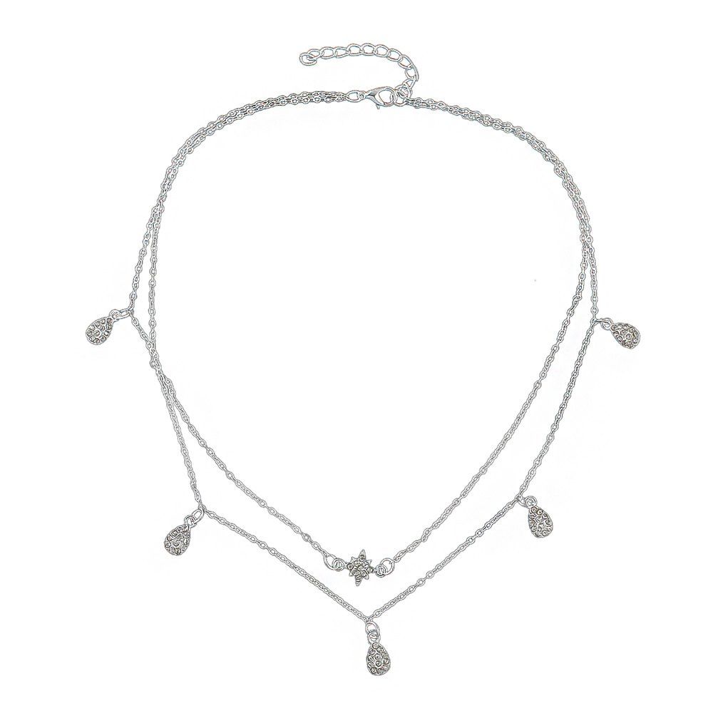 

Rhinestone Star Wate Drop Charm Necklace, Silver