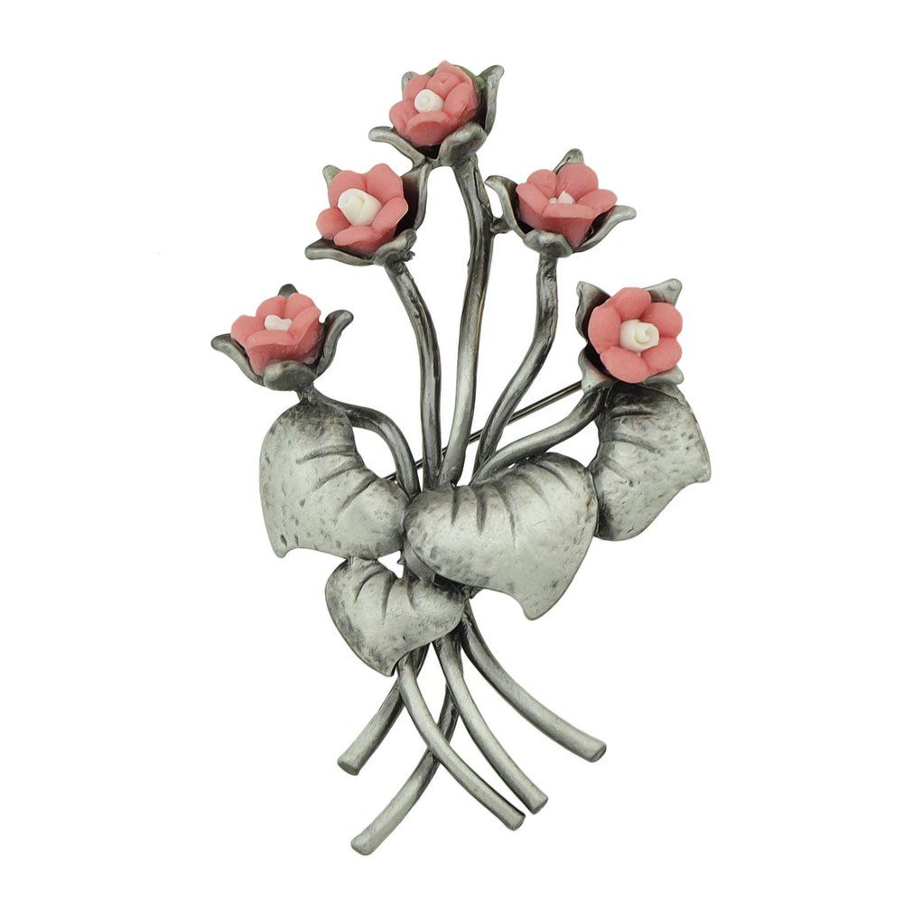 

Gunblack Metal White Pink Resin Flower Brooch, Light pink