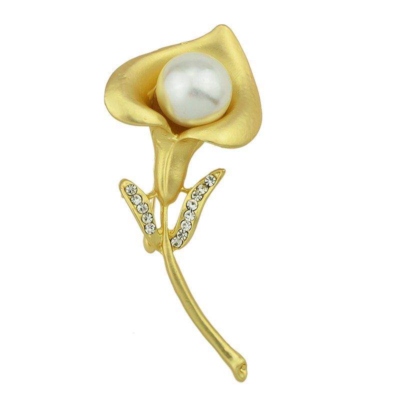 

Luxury Gold-color with Rhinestone Flower Brooches