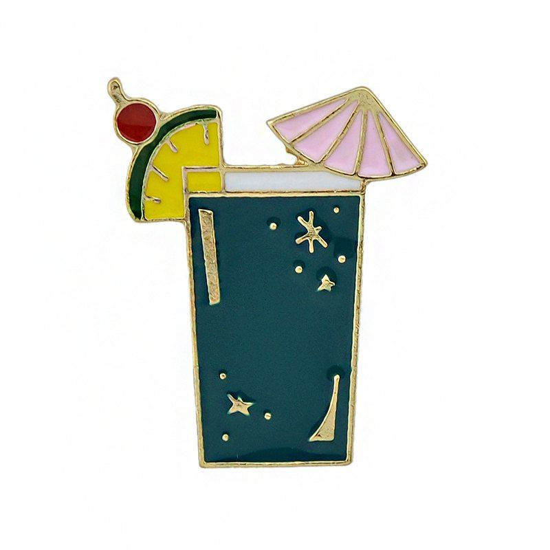 

Gold-color Metal with Colorful Enamel Juice Brooches, Multi