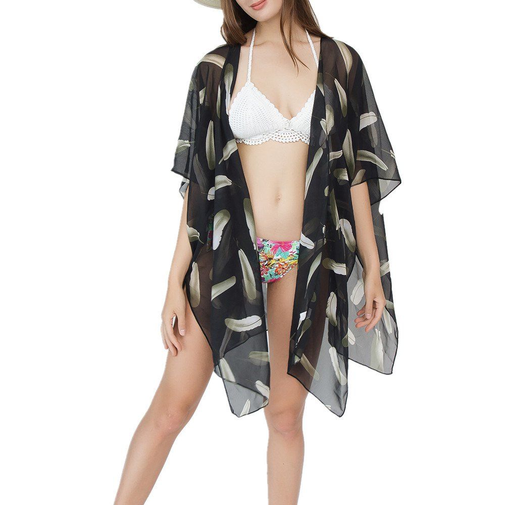 

Beach for Women Scarves Shawls Off Shoulder Dress Chiffon Beachwear, Black