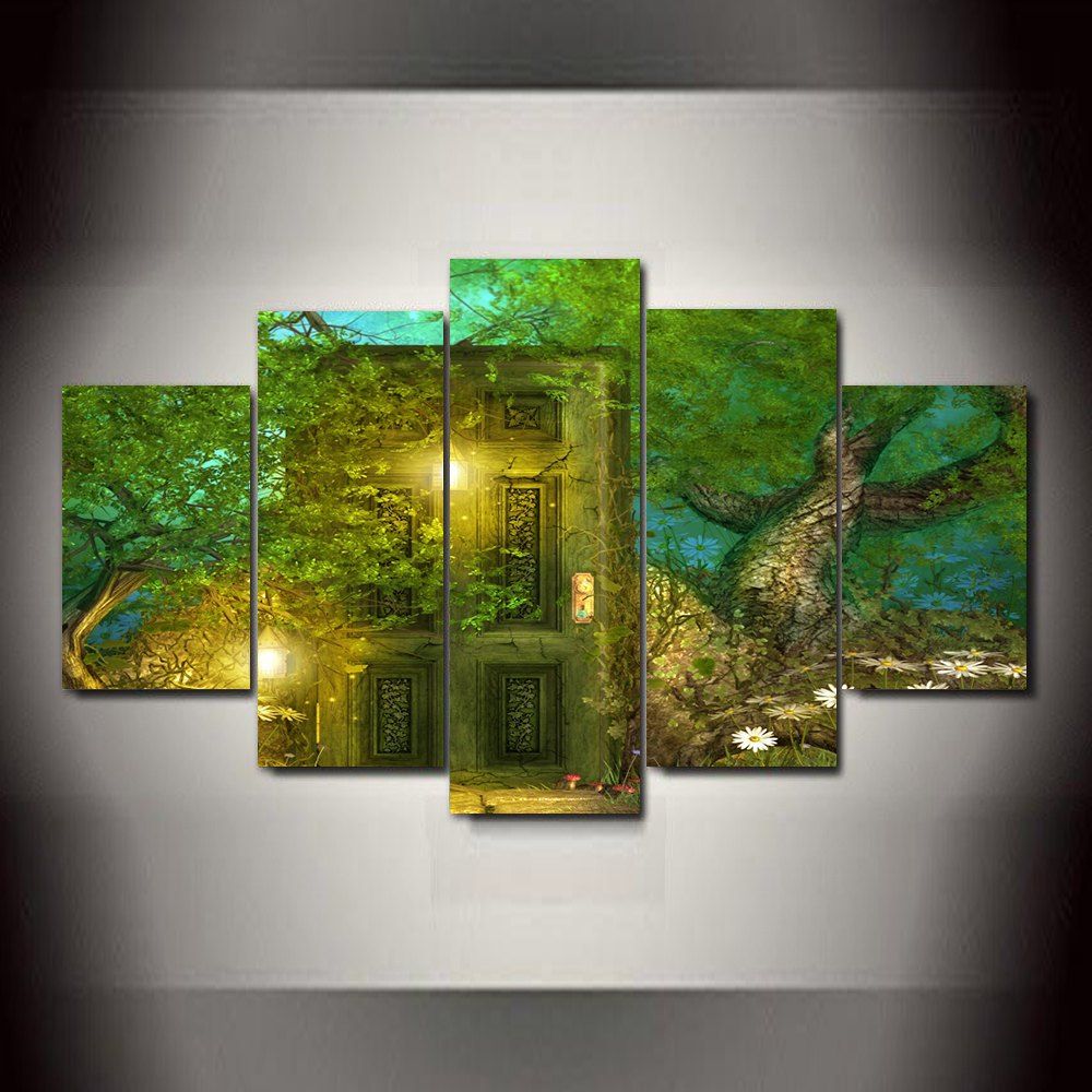 

Forest Gate Frameless Printed Canvas Art Print 5PCS, Multi-a