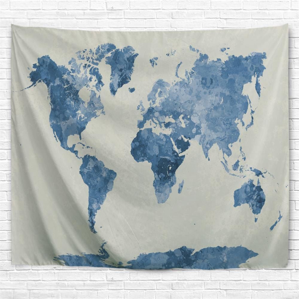 

Ink World Map 3D Printing Home Wall Hanging Tapestry for Decoration, Multi-a