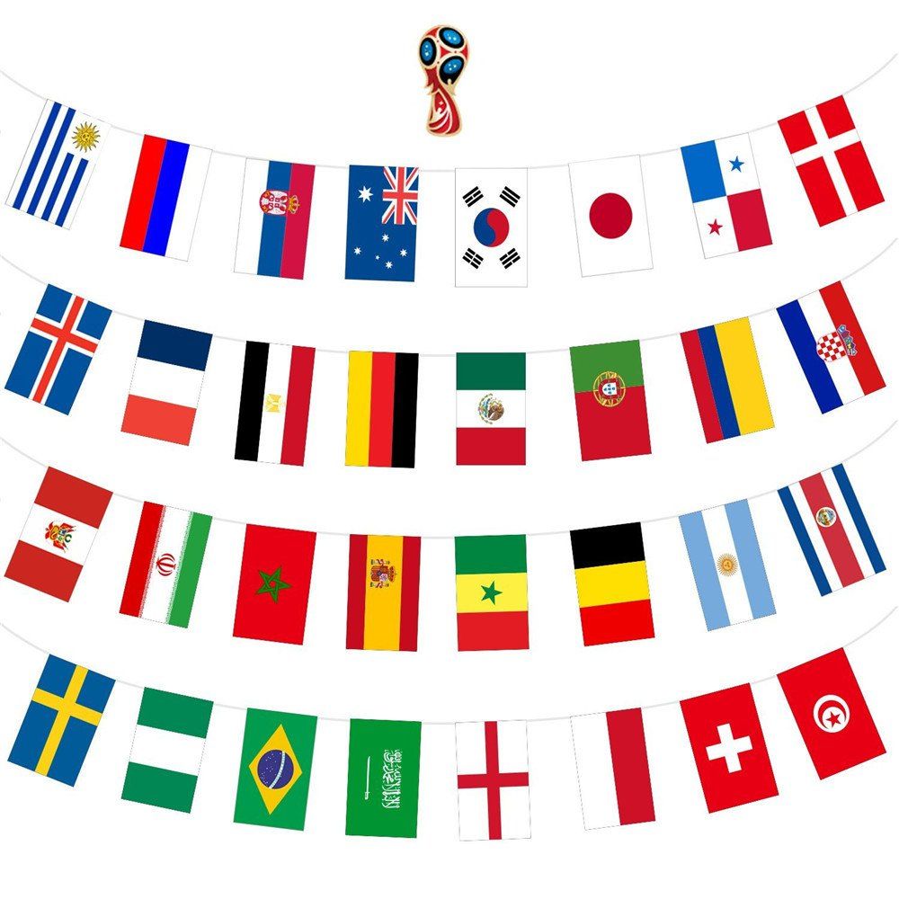 

Flags Set of 32 Country Banner Decorations, Multi-a;multi-color