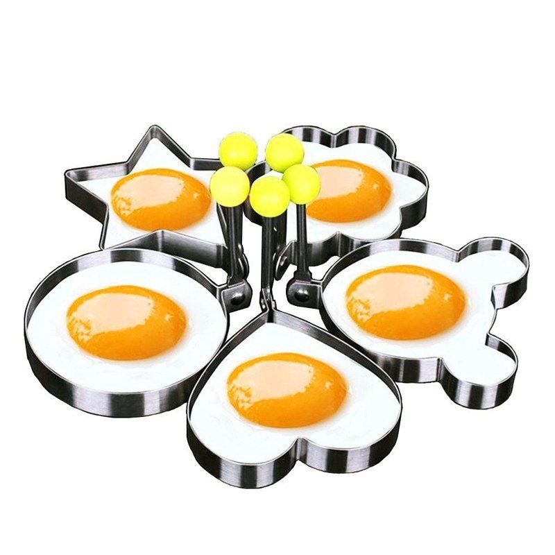 

Stainless Steel Cute Shaped Fried Egg Mold 5PCS, Silver