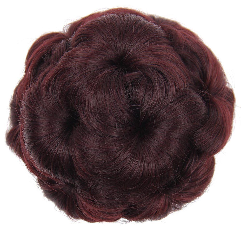 

TODO 12cm Flowers Bud Insert Comb Clip In Bun Updo Cover Hair Extensions, Red wine