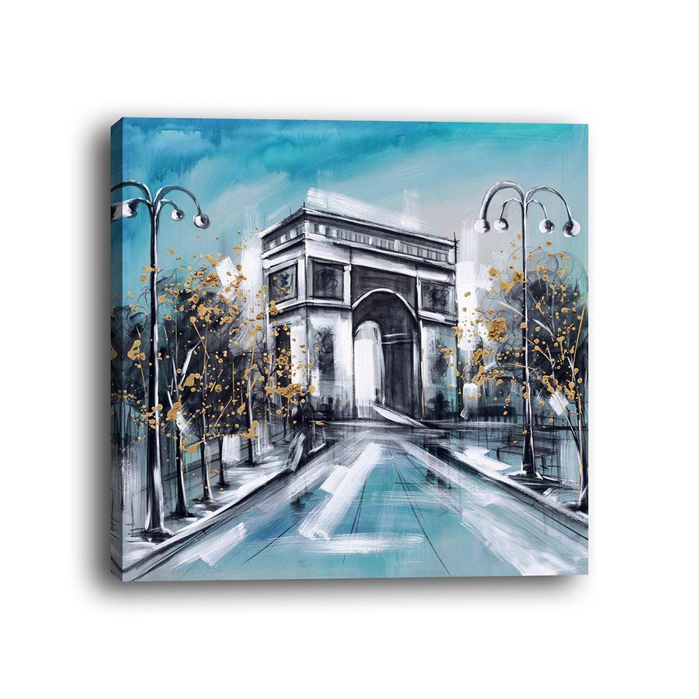 

Frame Canvas Modern Living Room Background Wall Architectural Landscape Print, Multi