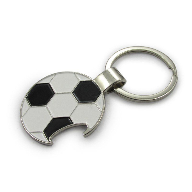 

Soccer Football Keychain Metal Bottle Opener Keyring Pendant, White