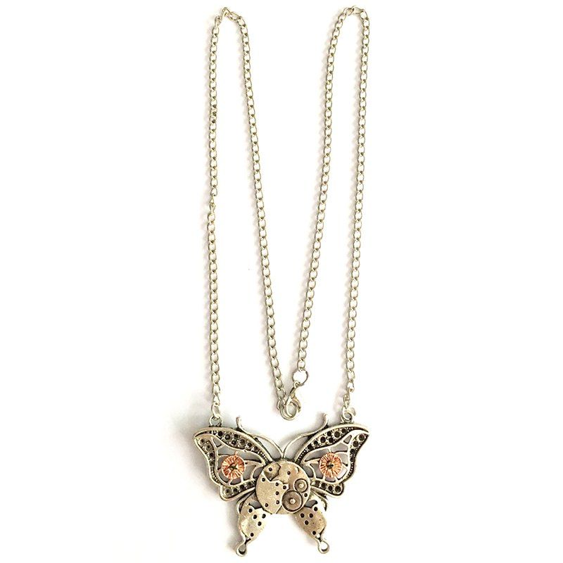 

European and American Popular Steampunk Gear Butterfly Necklace, Multi