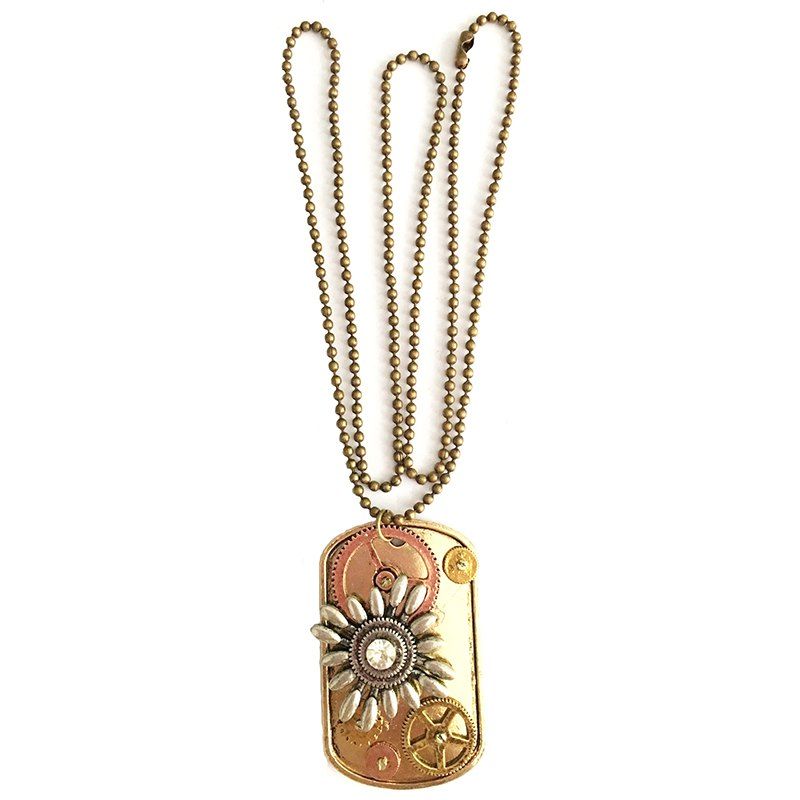 

European and American Popular Steampunk Dog Brand Gear Pendant Necklace, Multi