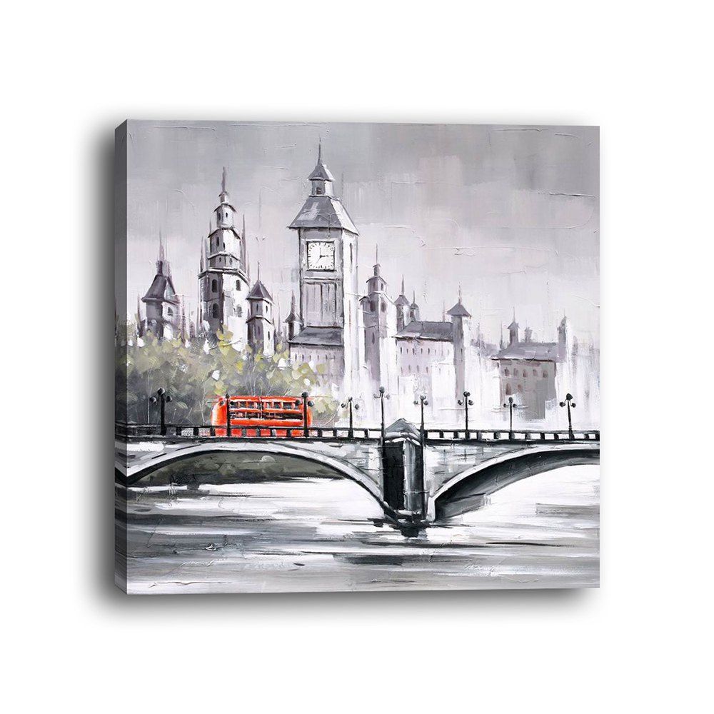 

Frame Canvas Modern Background Wall City Architectural Bridge Decorative Print, Multi