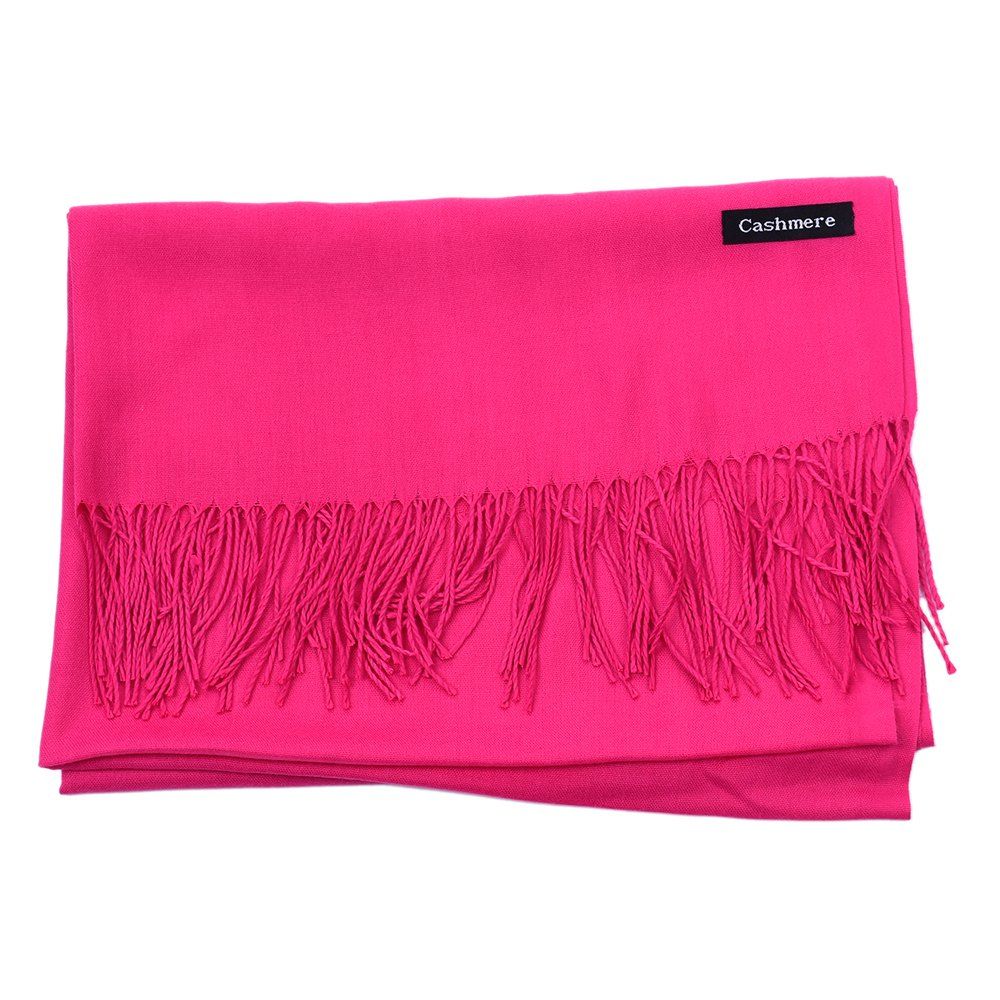 

2018 Women Scarf Fashion Spring Cashmere Lady Long Pure Warmer Pashmina, Rose red