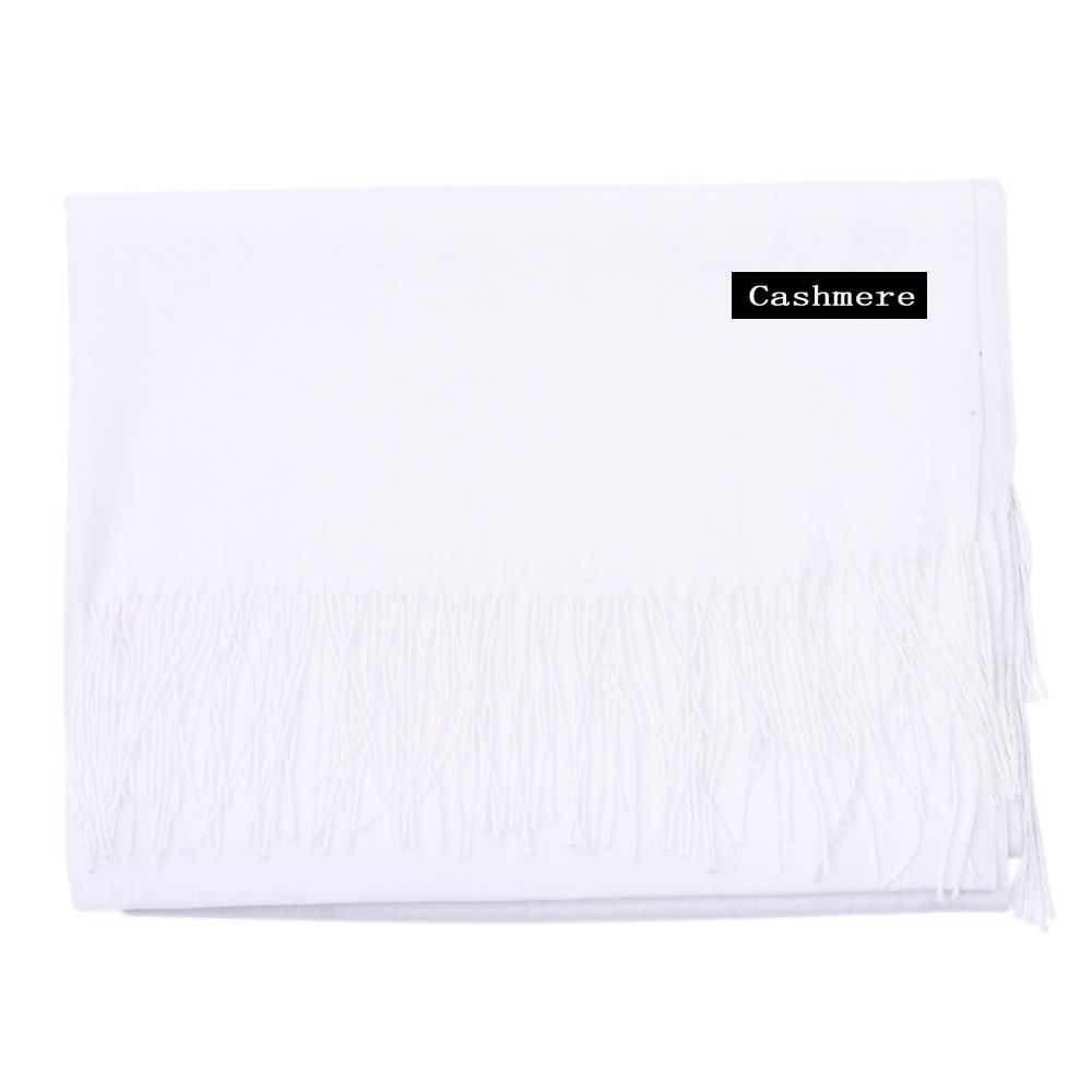 

2018 Women Scarf Fashion Spring Cashmere Lady Long Pure Warmer Pashmina, Milk white