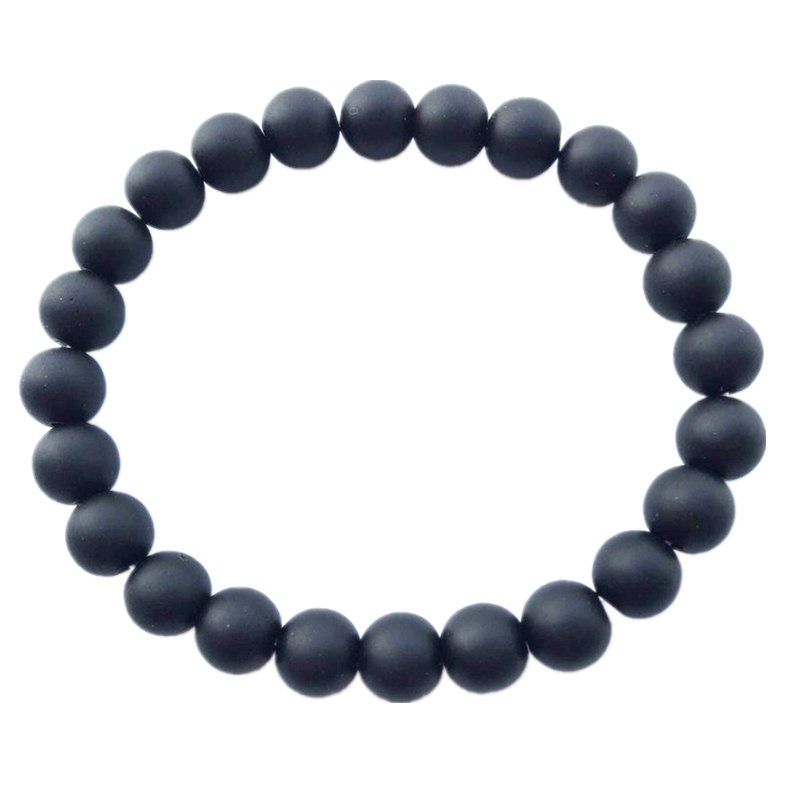 

Men and Women Natural Scrub Black Stone Lava Hand String Beads Elastic Bracelet