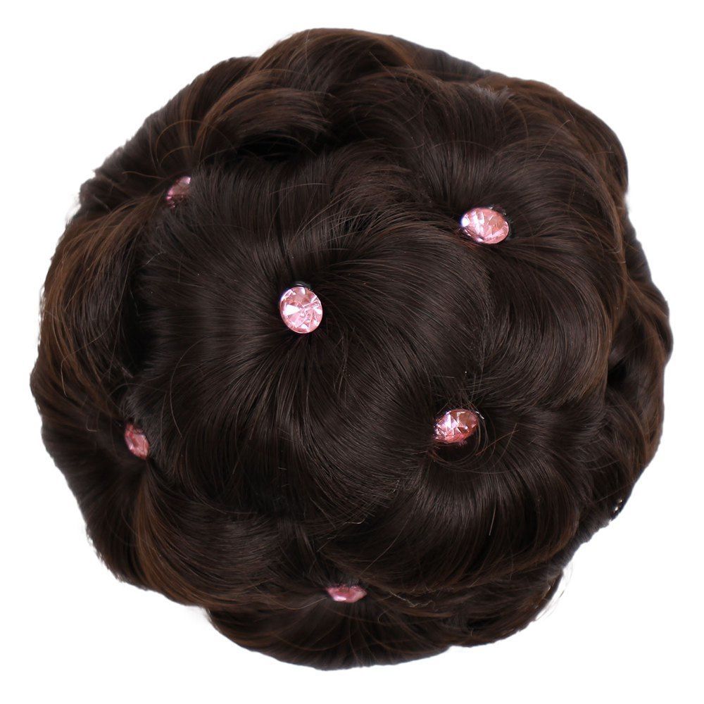 

TODO 12cm Flowers Bud Insert Comb Band Clip In Bun Updo Cover Hair Extensions, Coffee