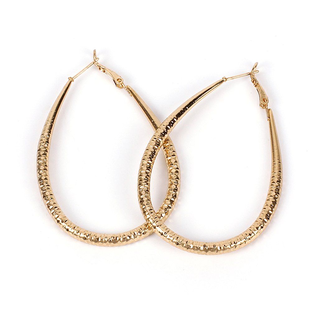 

Female Ear Ring Geometry Big Circle Embossing Water Droplet Personality, Gold