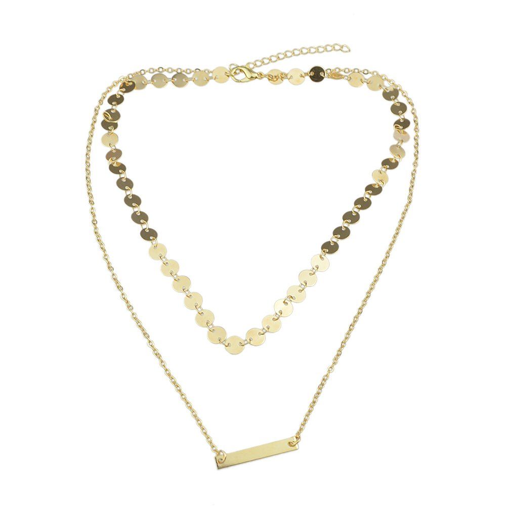 

Double-layer Chain Sequins Necklace, Gold