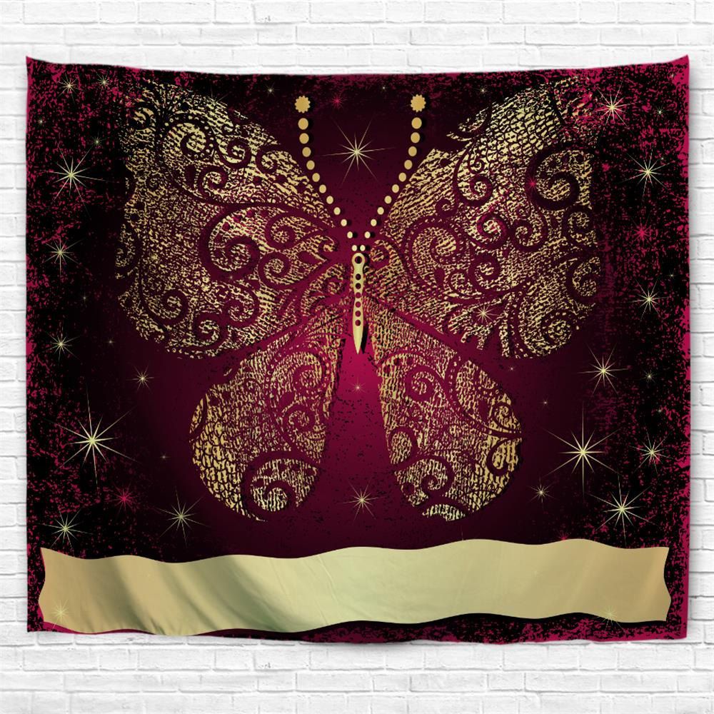 

Elegant Gold Butterfly 3D Printing Home Wall Hanging Tapestry for Decoration, Multi-a