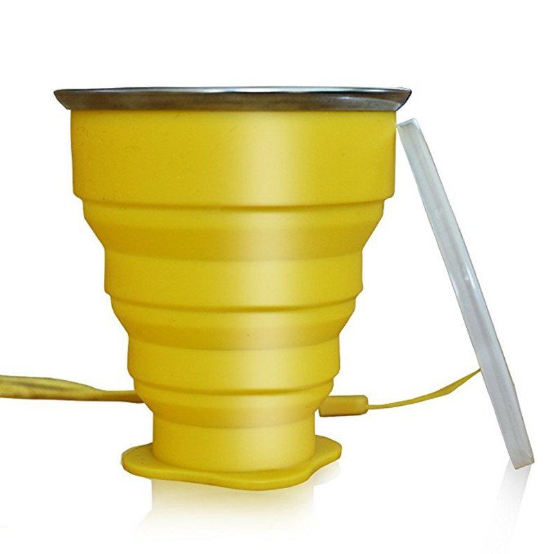 

Collapsible Travel Mug Silicone Unique Camping Gear Supplies Accessor, Yellow