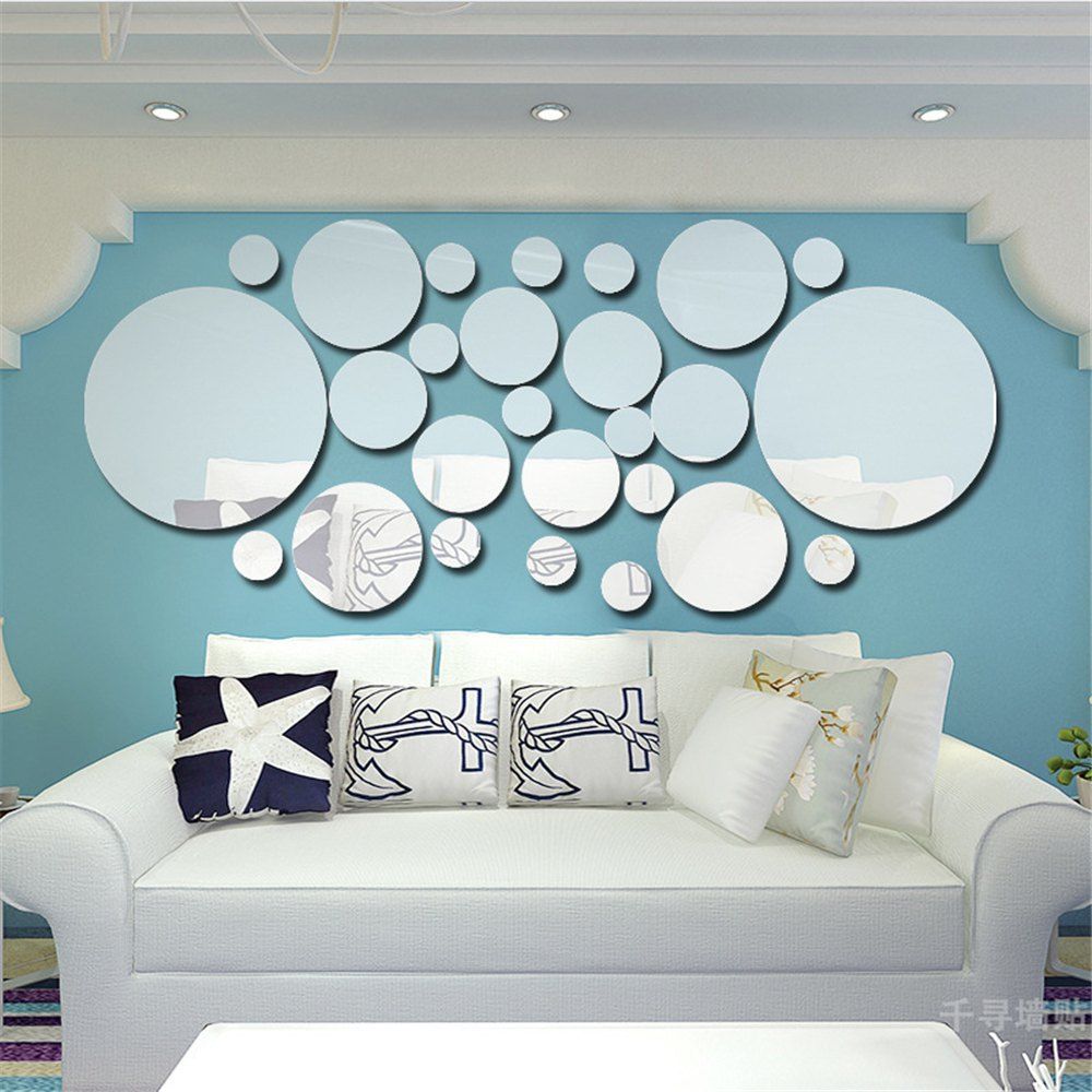 

Circular Crystal Mirror Surface Decoration Wall Sticker, Silver