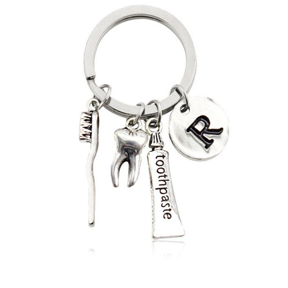

Creative Tooth Toothpaste Toothbrush Key Chain, Silver