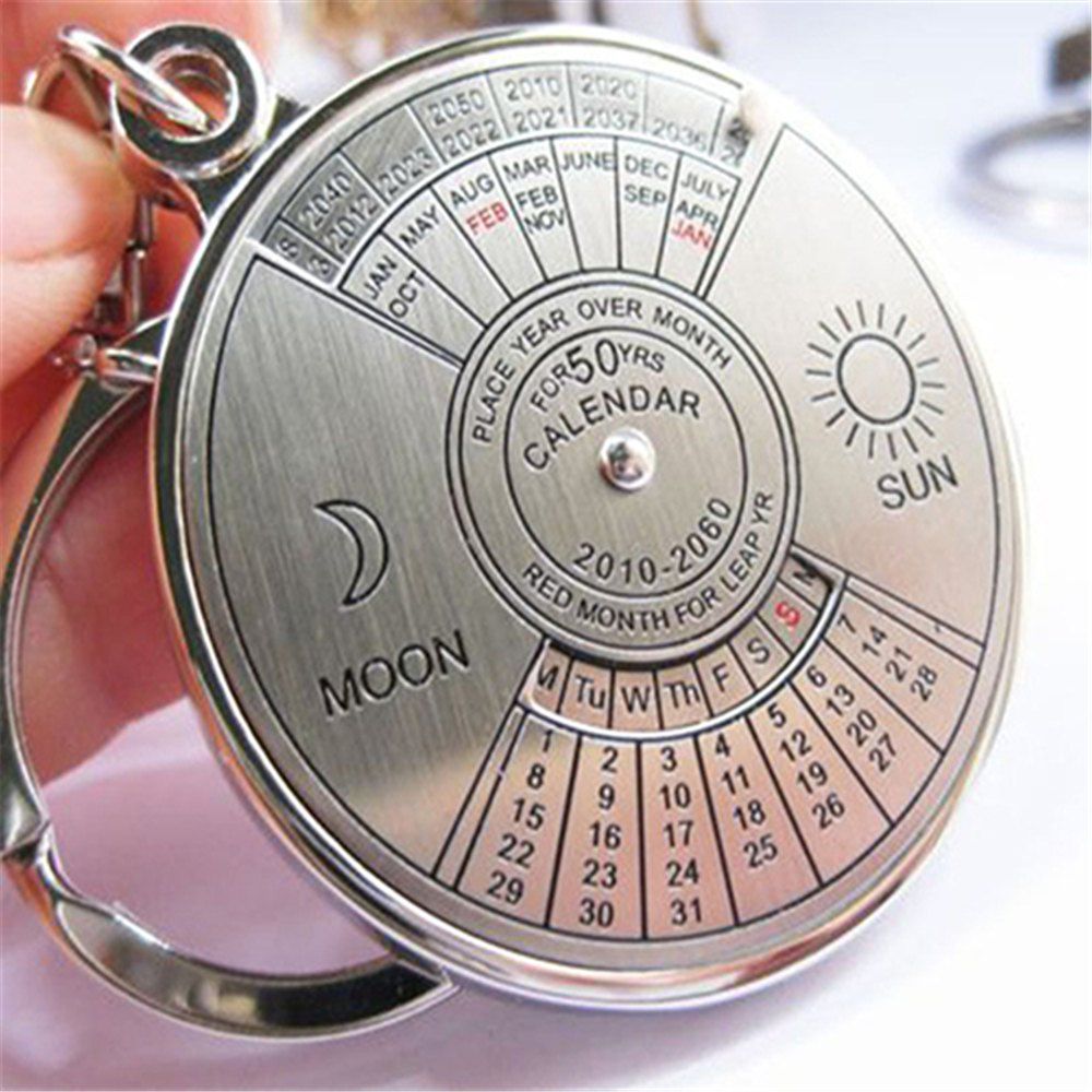 

Perpetual Calendar Keyring Keychain Silver Alloy Key Chain Ring