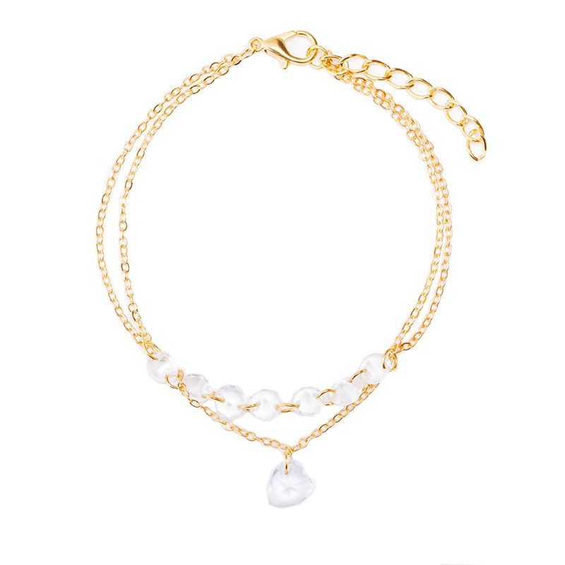 

Heart Shaped Gemstone Zircon Hand Chain in Summer Natural Style Hand Decoration, Gold