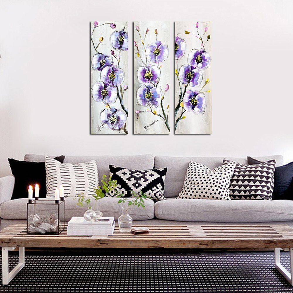 

Framed Canvas Modern Living Room Plant Flower Decorative Print 3PCS, Multi