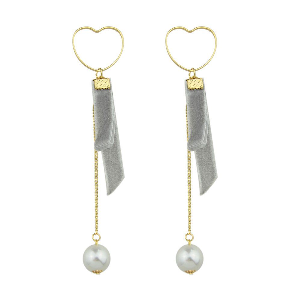 

Grey Black Velvet Choker Drop Earrings, Battleship gray