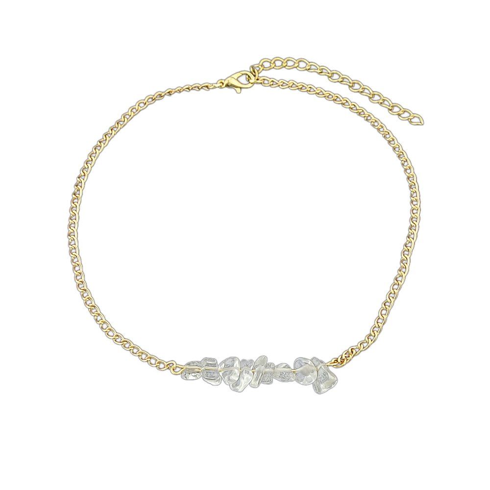 

Colorful Natural Stone Geometric Choker Necklace, White
