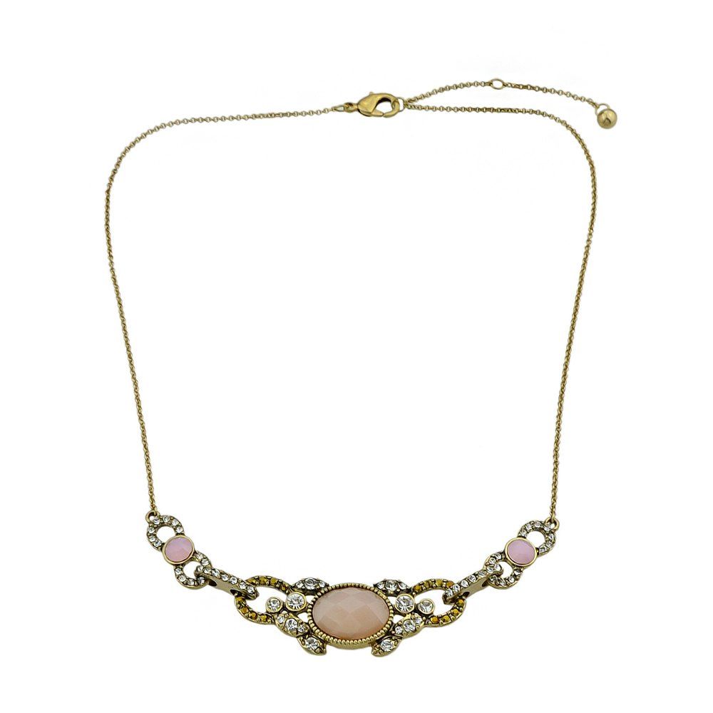 

Geometric Stone and Rhinestone Pendant Necklace, Gold