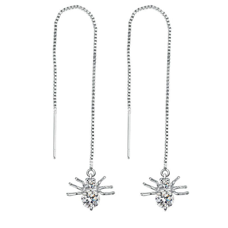 

Popular Fashion Long Style Small Animal Spider Pendant Earrings, Silver