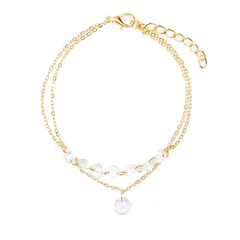 

Summer Natural Fresh Double Heart Shape Zircon Bracelet, Gold