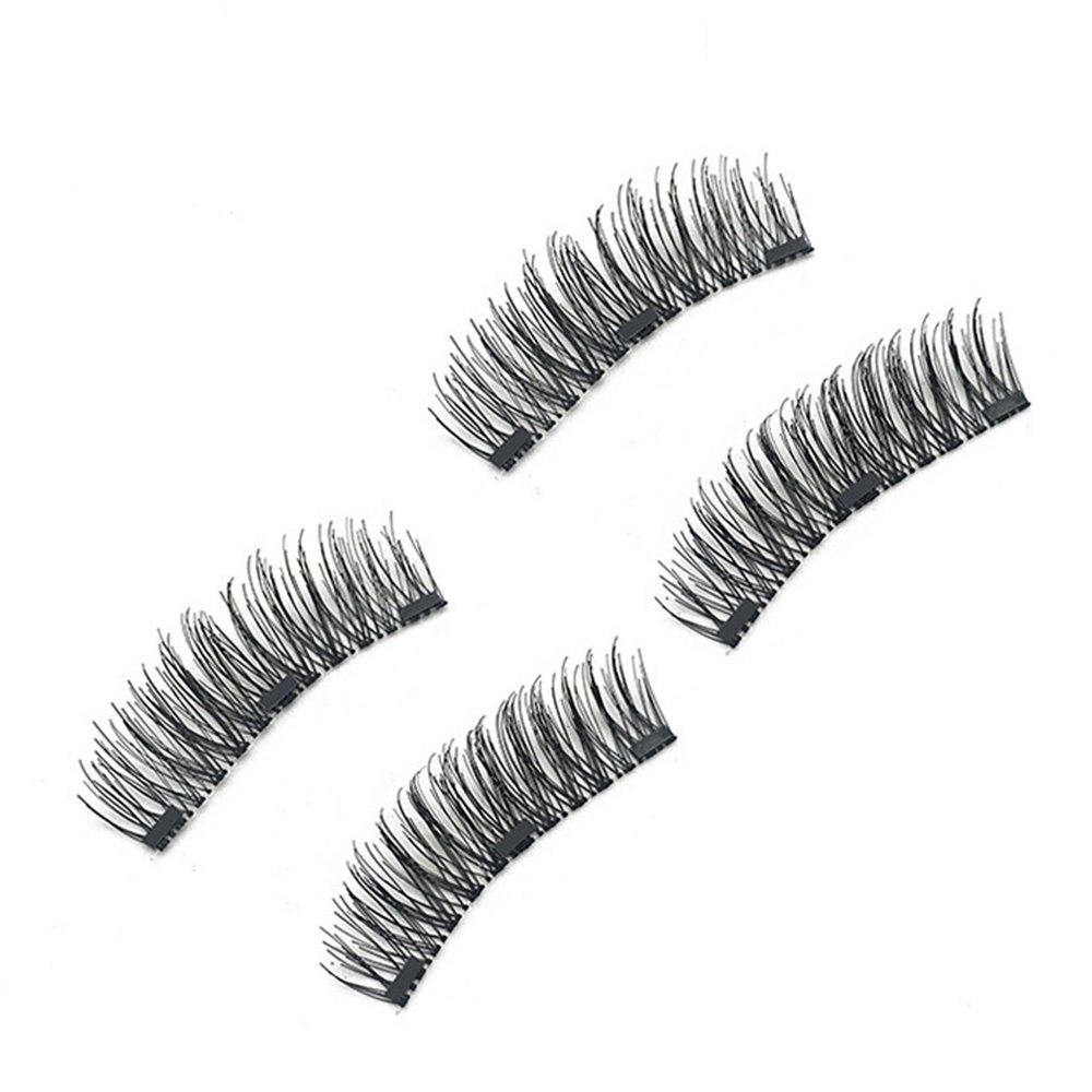 

Chemical Fiber Magnetic Handmade Double Three Long Eyelashes, Black