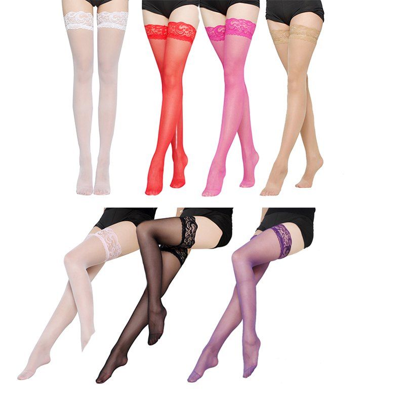 [49% OFF] 7 Pair Of Sexy Knee Socks Lace Silk Stockings | Rosegal