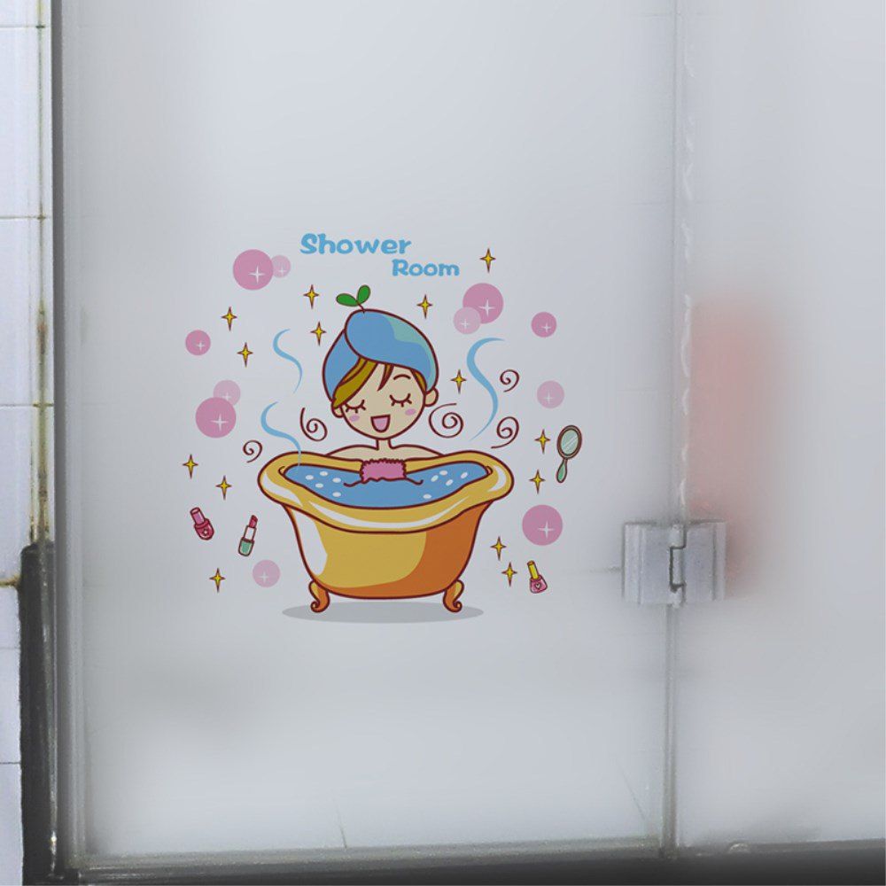 

Creative Decorative Cartoon 3D Bathing Woman Wall Sticker, Multi-a
