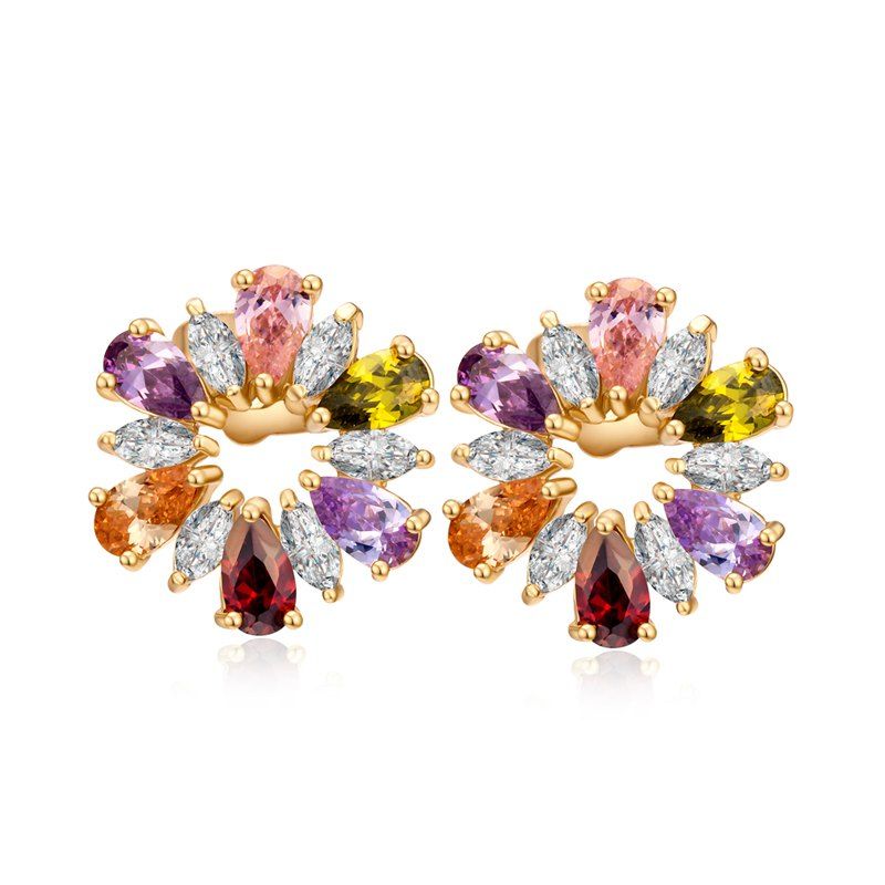 

Fashionable Heart-Shaped Fine Zircon Earrings ERZ0590, Three sand camouflage