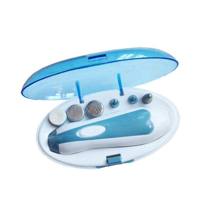 

6 in 1 Manicure Kit with Art File Pedicure Polishing Tool Speed Adjustable, Light blue