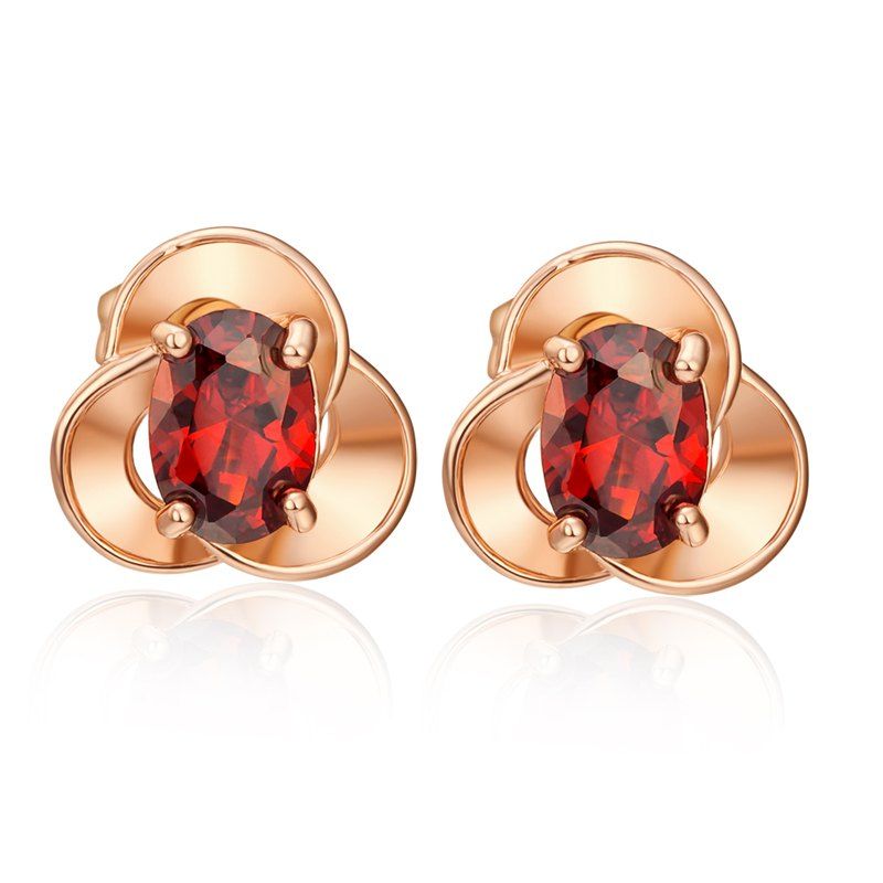 

Exquisite Petals Zircon Earrings ERZ0639, Lava red