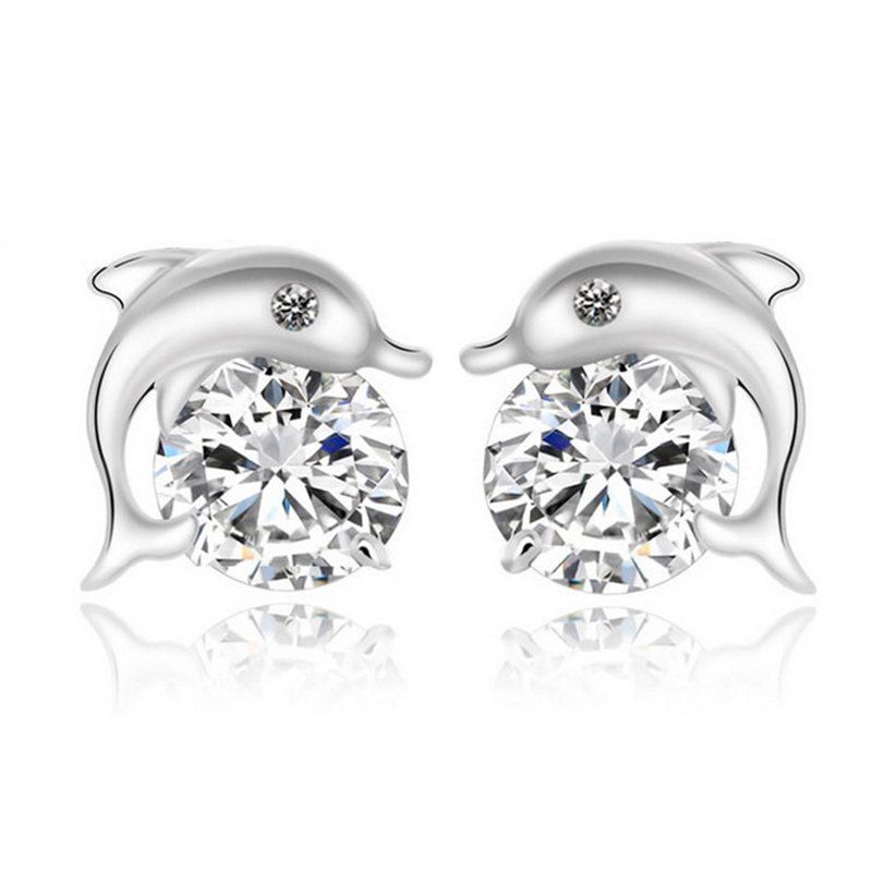 

Fashion Dolphin Bay Fine Zircon Earrings ERZ0676, White
