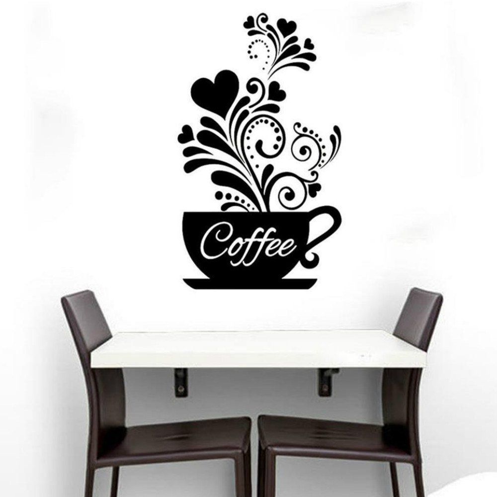 

Coffee Cup Wall Sticker for Kitchen Decor, Black
