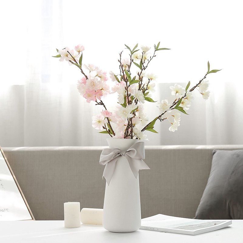 

European Style Traditional Ceramic Arts Crafts Home Furnishing Flower Vase, Milk white;white