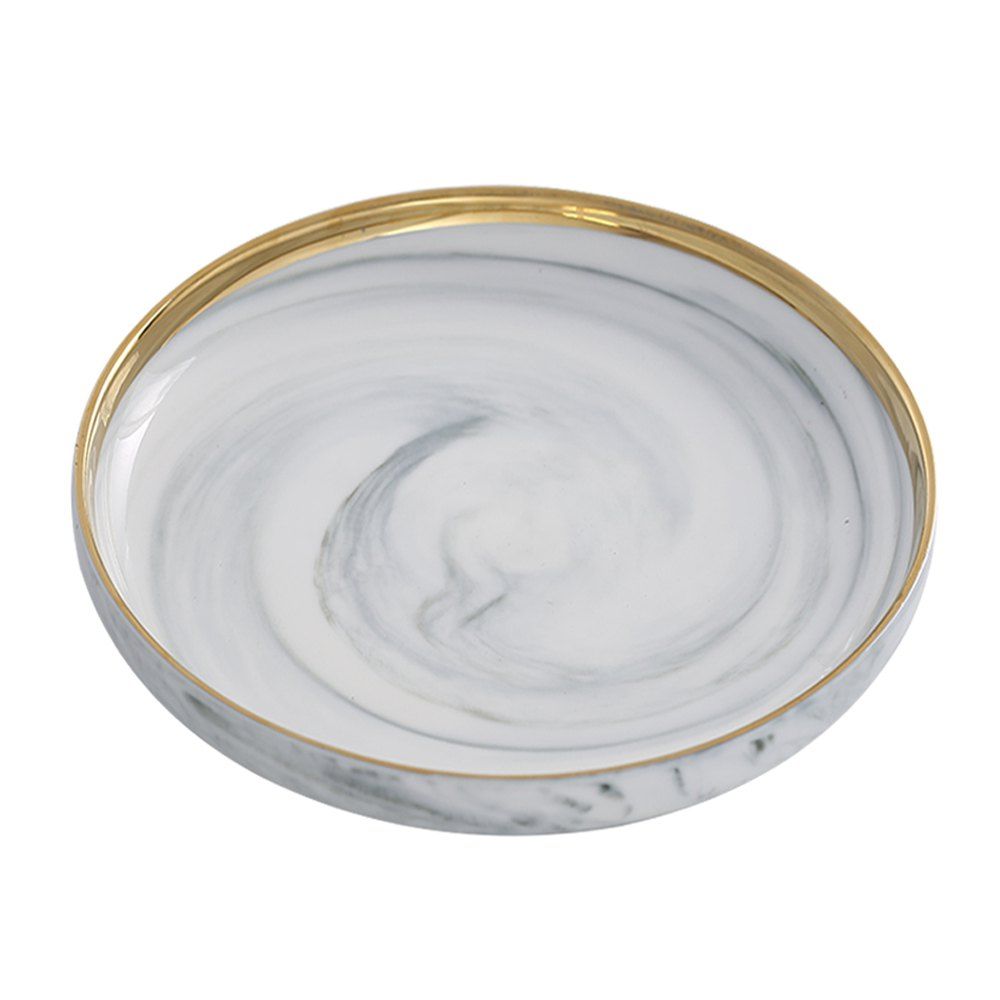 

1 Piece Creative Marbling Ceramic Dinner Plate, Platinum;gray