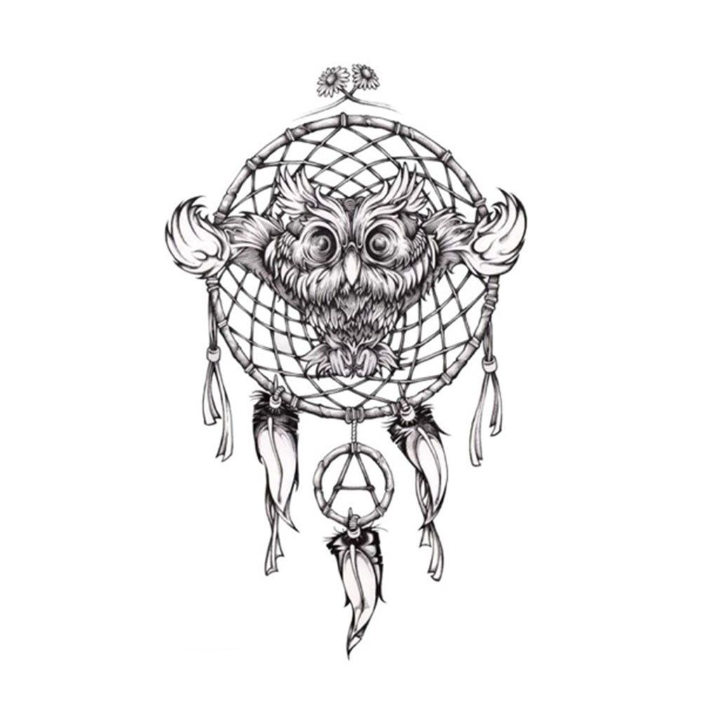 

Owl Pattern Durable Waterproof Non-toxic Tattoo Stickers, Natural black