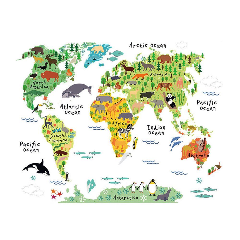 

New Waterproof Animal World Wall Stickers, Multi-a