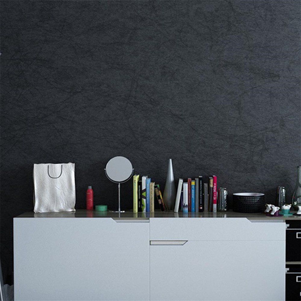 

Modern Solid Color Silk Wallcovering Livingroom Bedroom Decor, Black