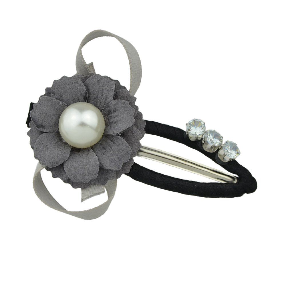 

Rhinestone Decoration Flower Bowknot Hairpin, Gray