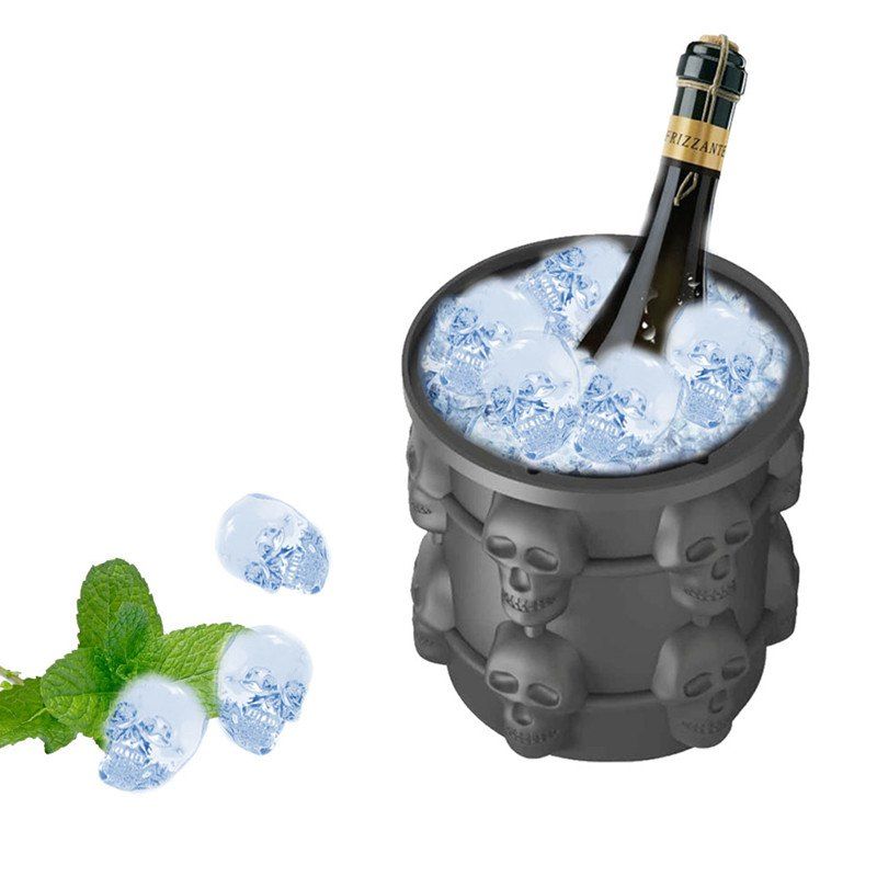 

Skeleton Ice Bucket Saving Cube Maker Silicone Container Kitchen Tool, Black
