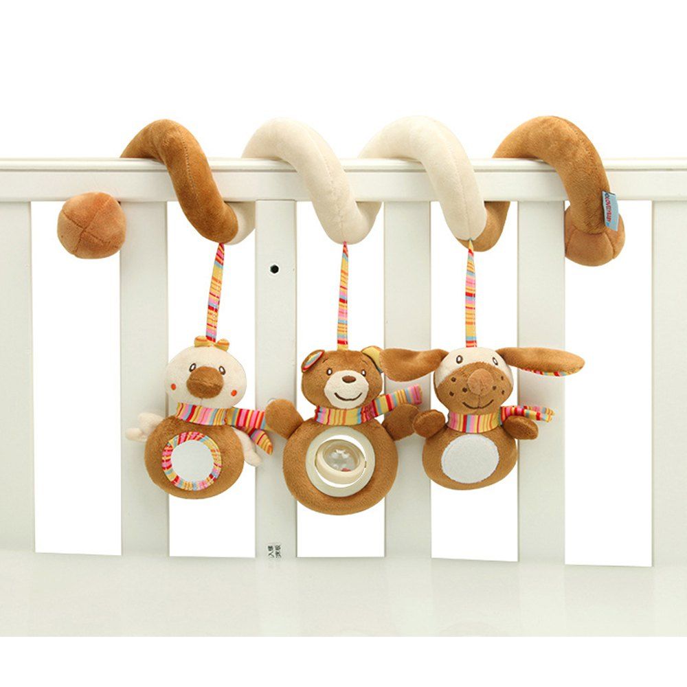 

Baby Pram Crib Design Activity Spiral Plush Toys Stroller and Travel Activity, Multi-a